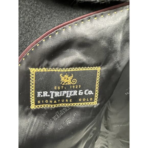 F.R. Triplet & Co Cashmere Overcoat Coat Black Size 46R - Picture 9 of 12